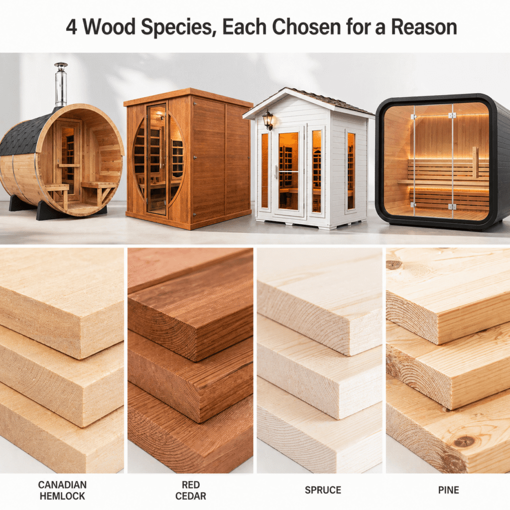 AURGOD Sauna - 4 Wood Species, Each Chosen for a Reason