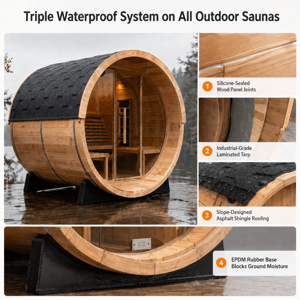 AURGOD Sauna - Triple Waterproof System on All Outdoor Saunas
